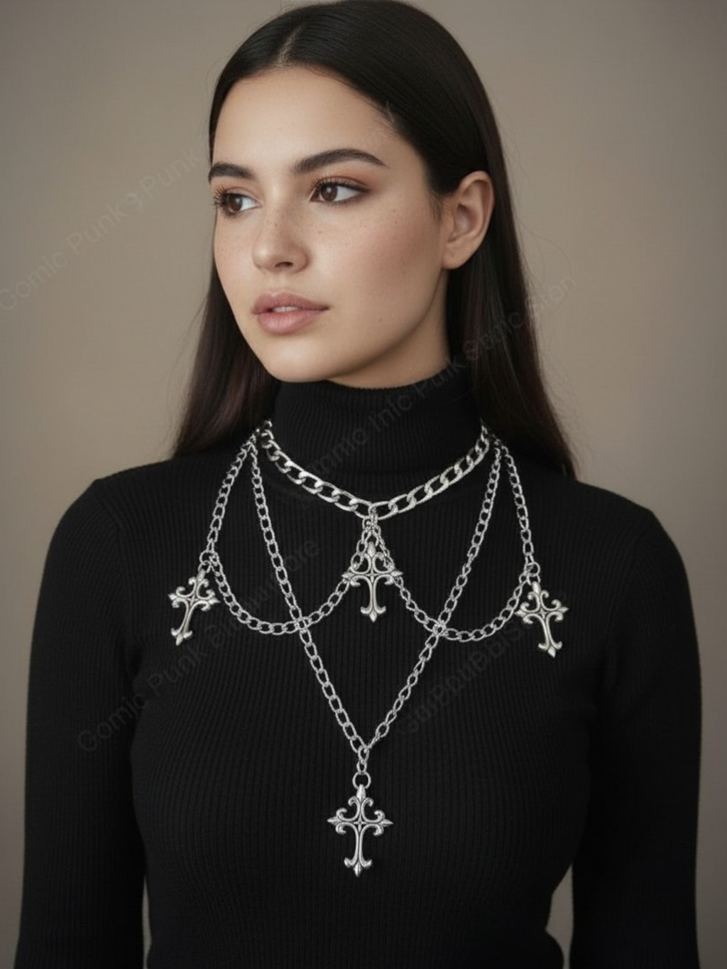 Layered Emo Punk Chain Necklace