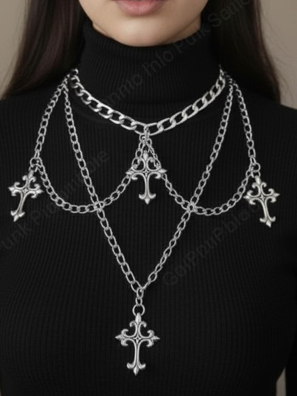 Layered Emo Punk Chain Necklace
