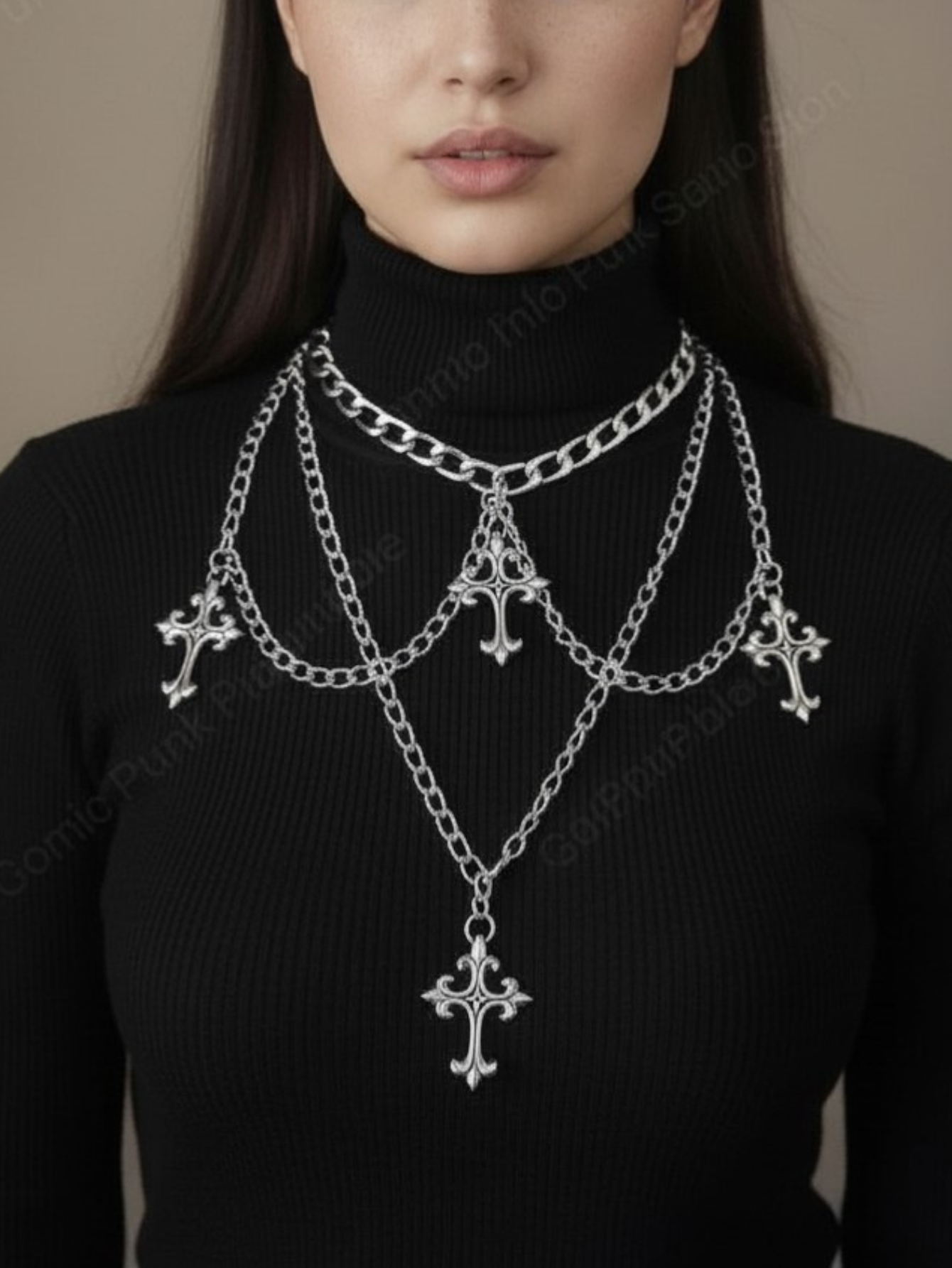 Layered Emo Punk Chain Necklace