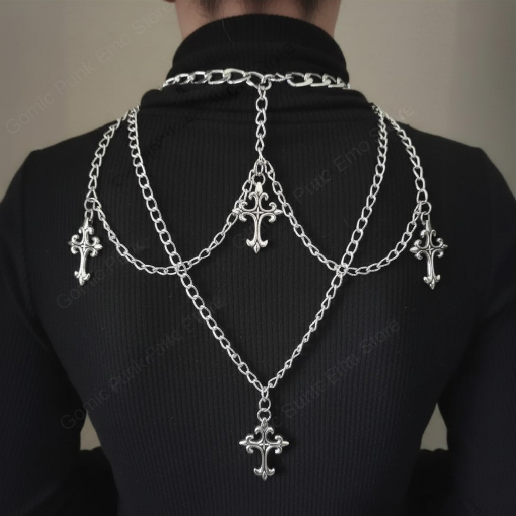 Layered Emo Punk Chain Necklace
