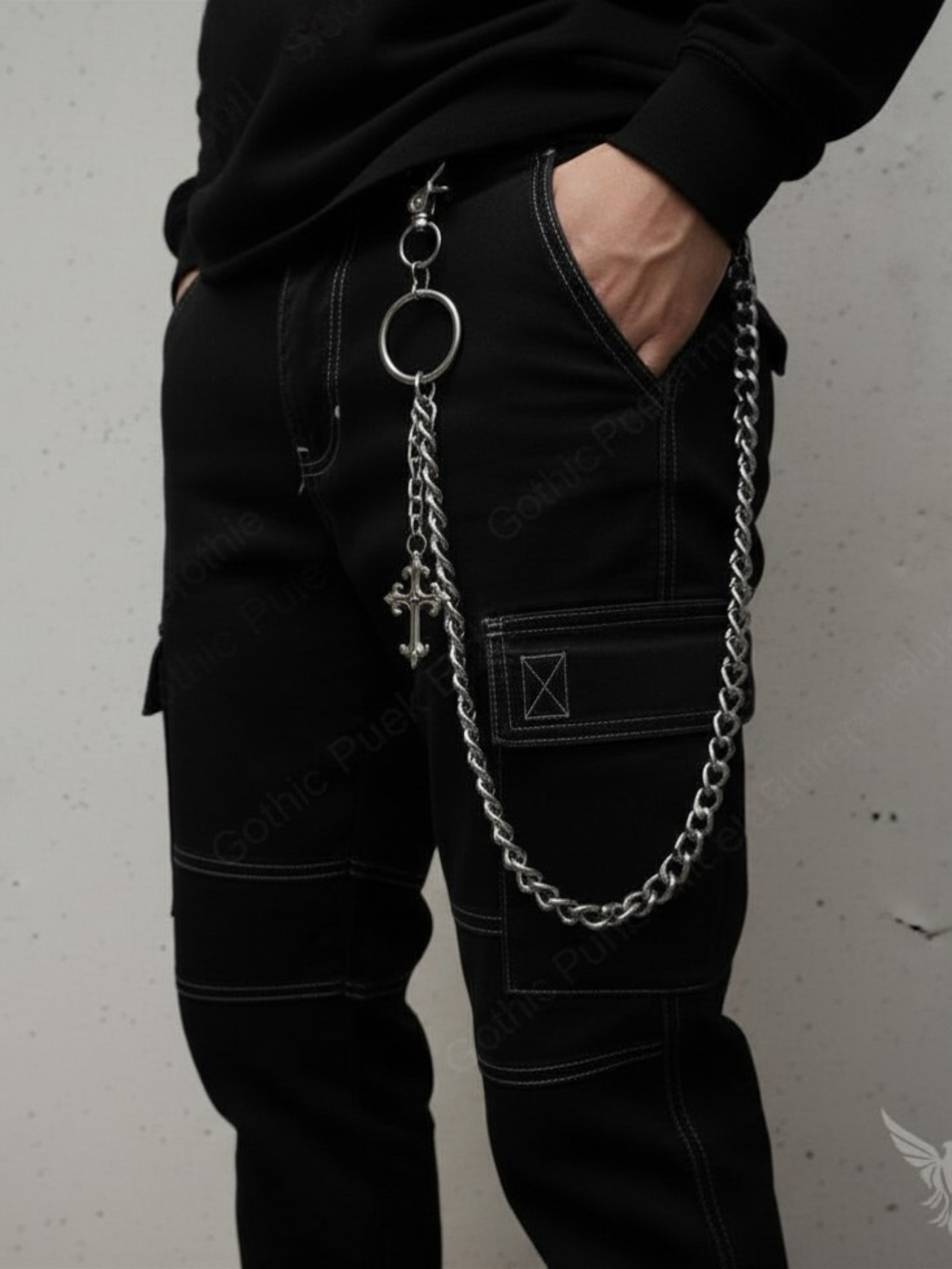 Pants Wallet Chain Cross Men Women