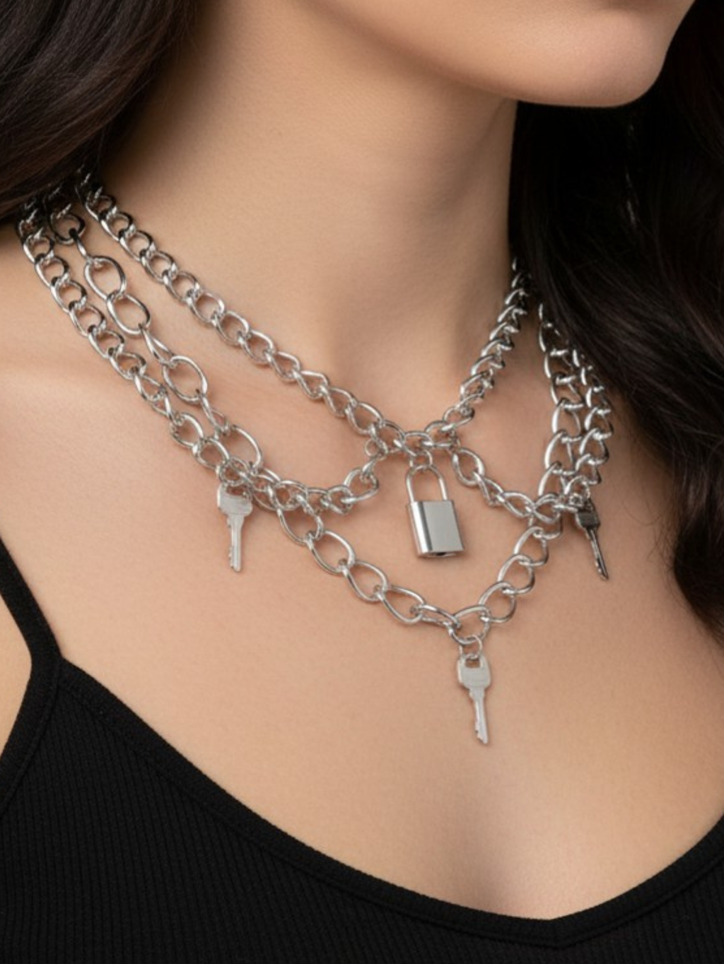 Lock & Key Chain Necklace