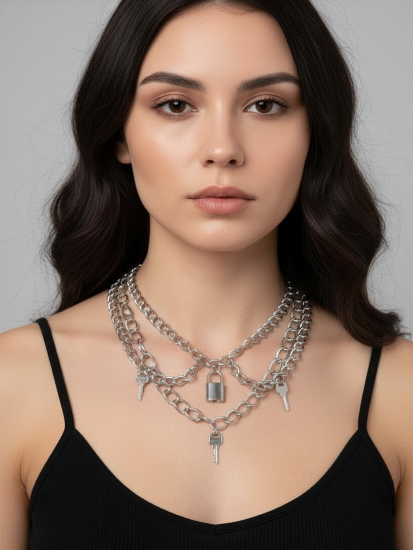 Lock & Key Chain Necklace
