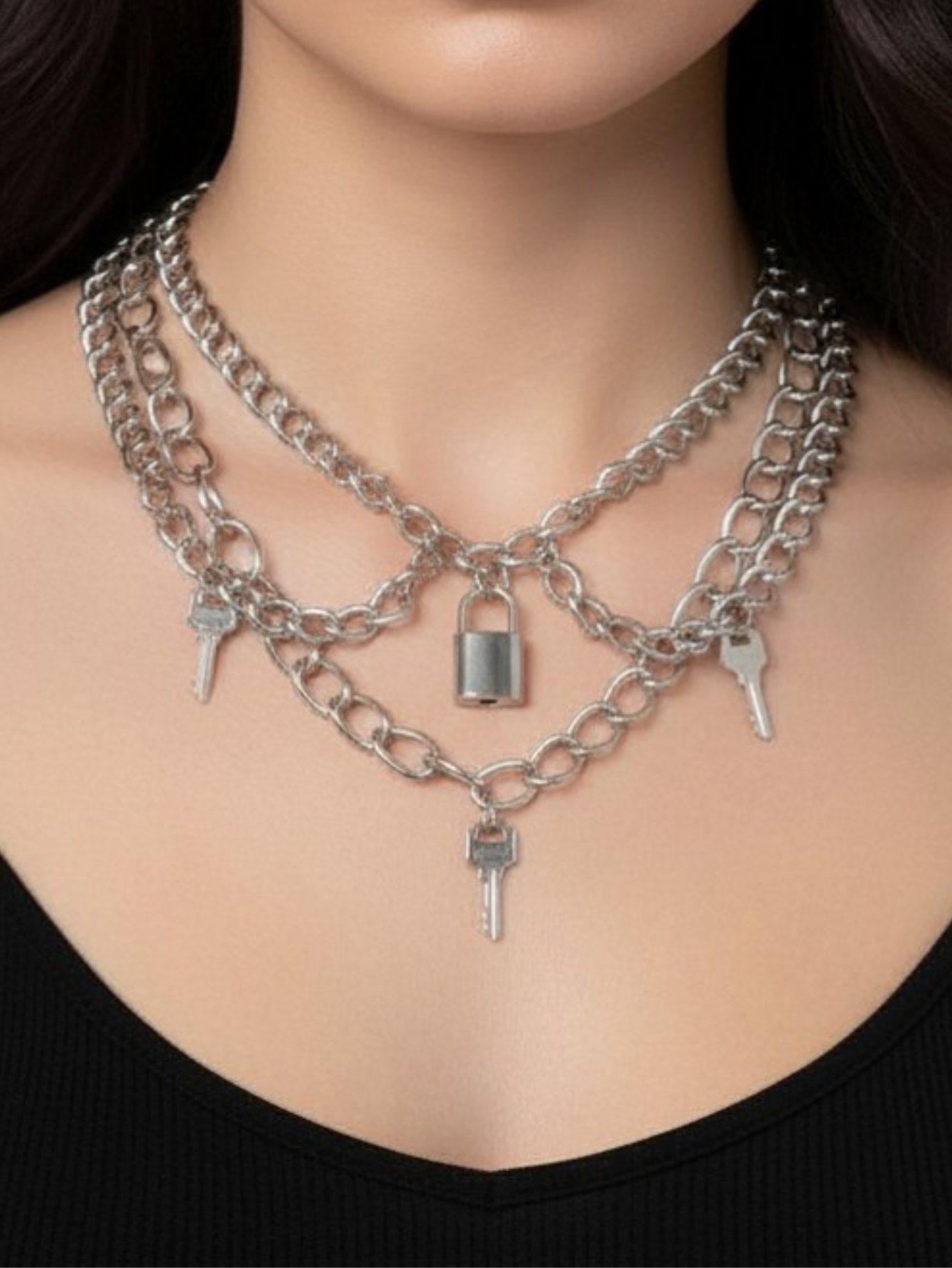 Lock & Key Chain Necklace