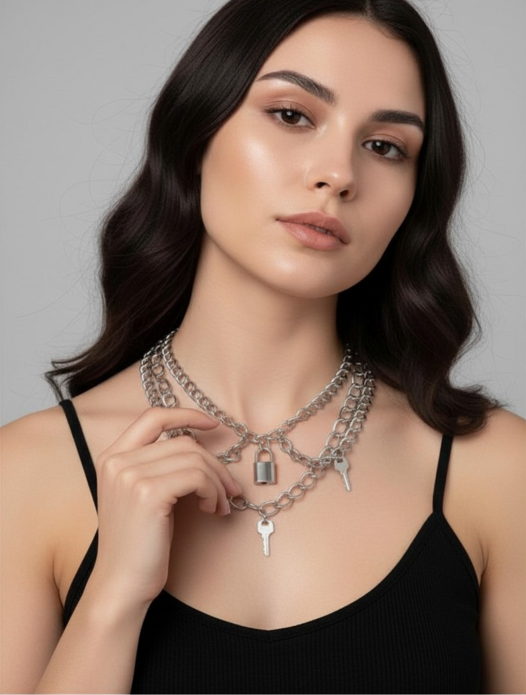 Lock & Key Chain Necklace