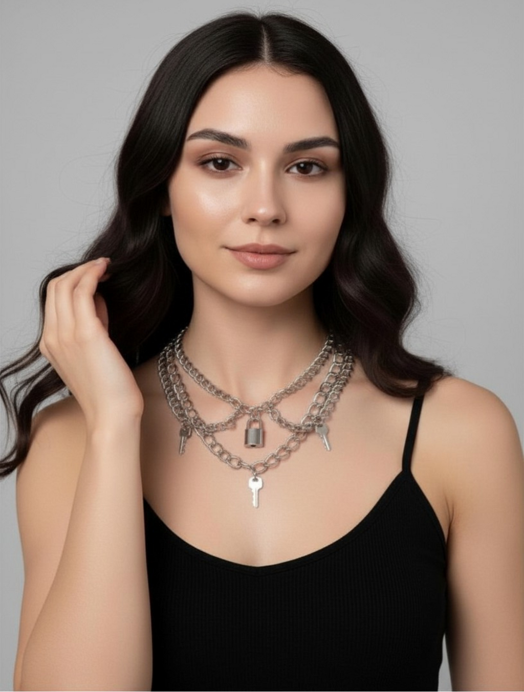 Lock & Key Chain Necklace