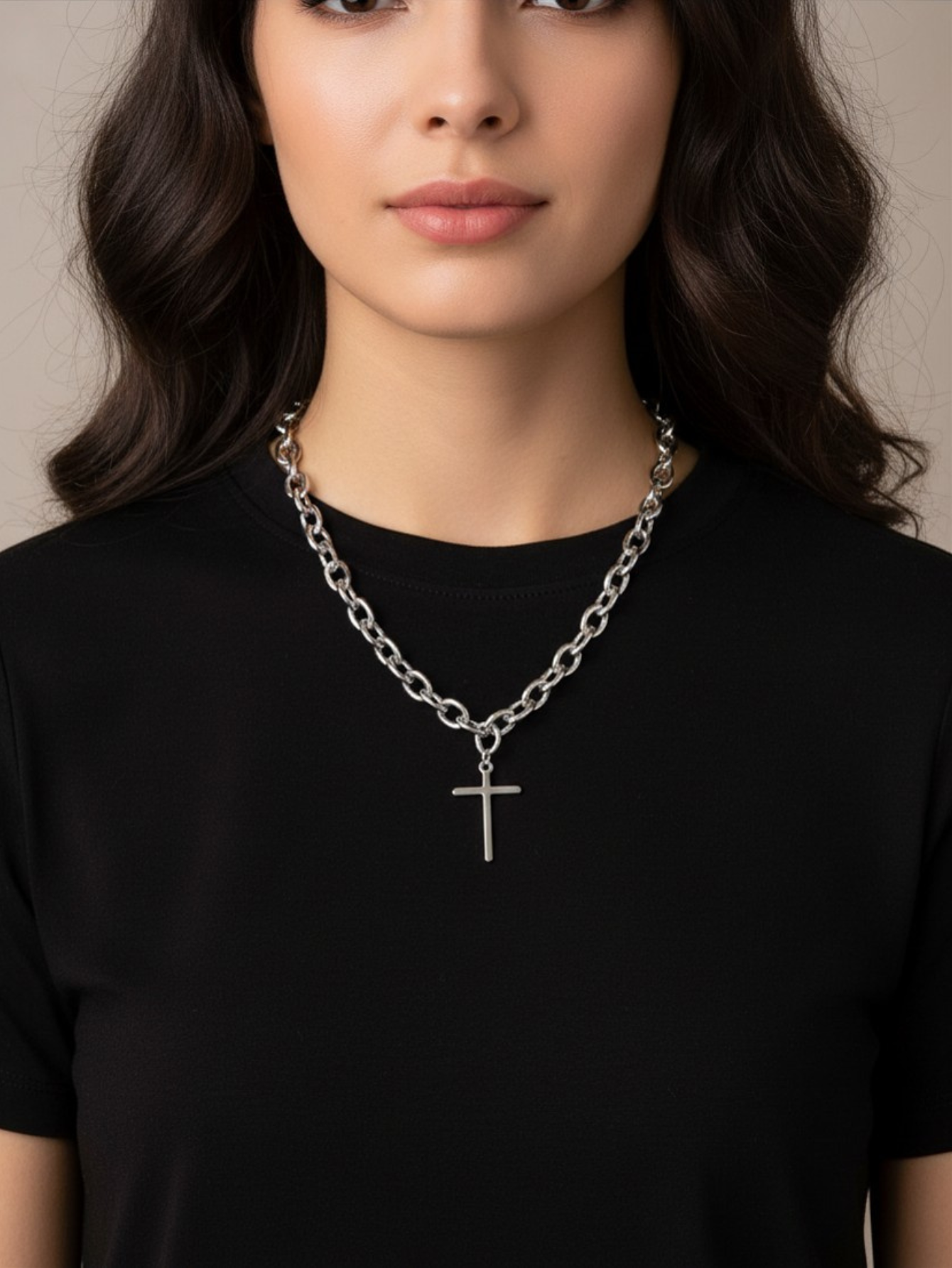 Chunky Cross Chain Necklace