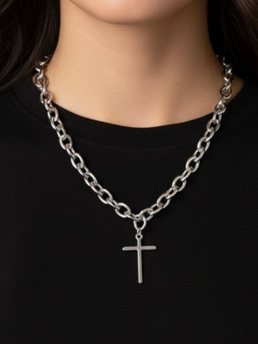 Chunky Cross Chain Necklace