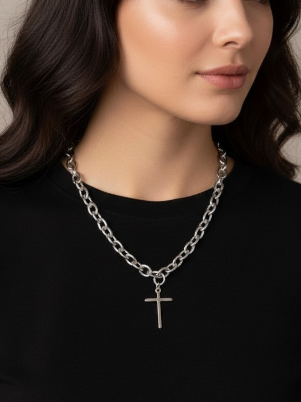 Chunky Cross Chain Necklace