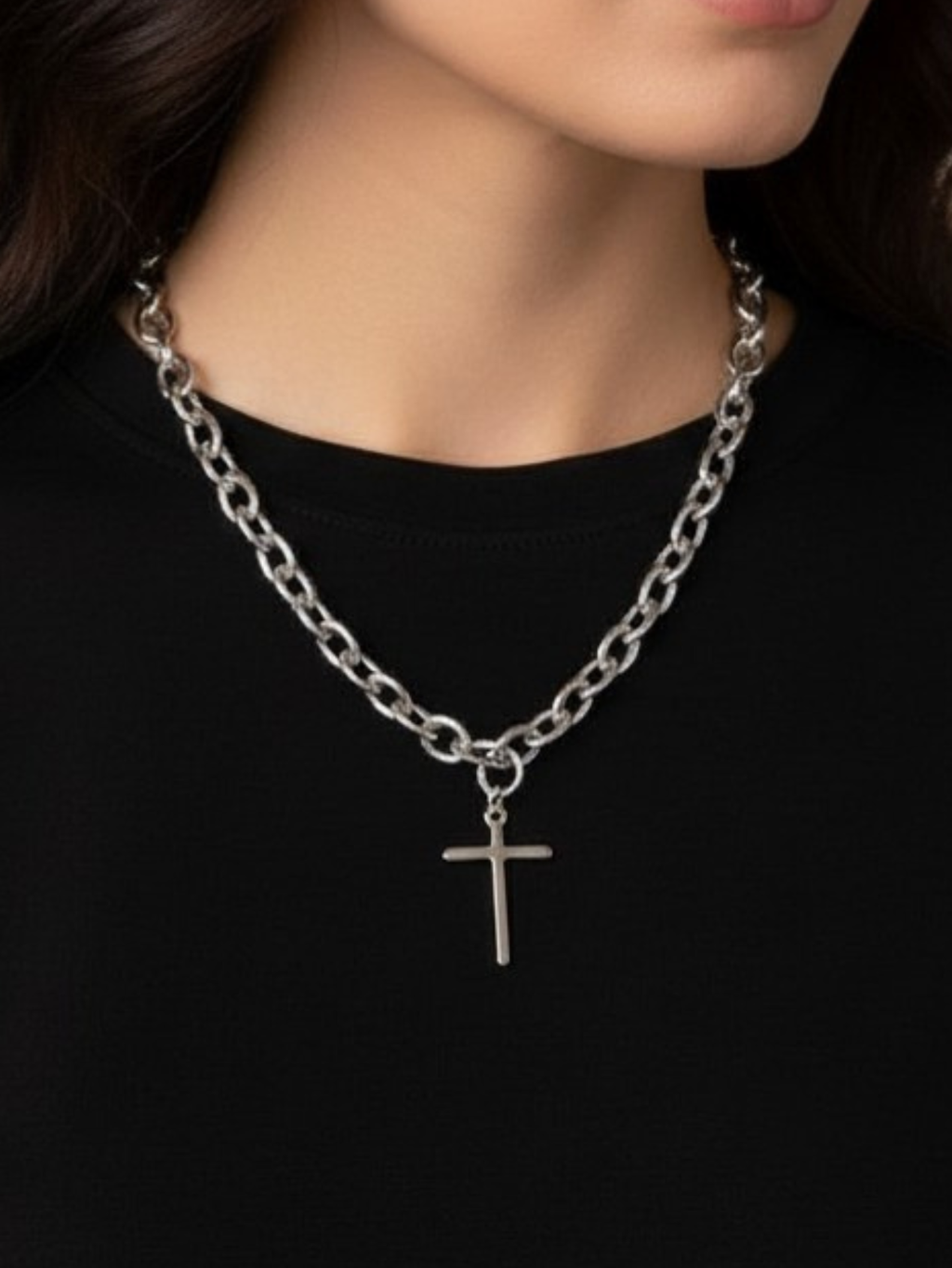 Chunky Cross Chain Necklace