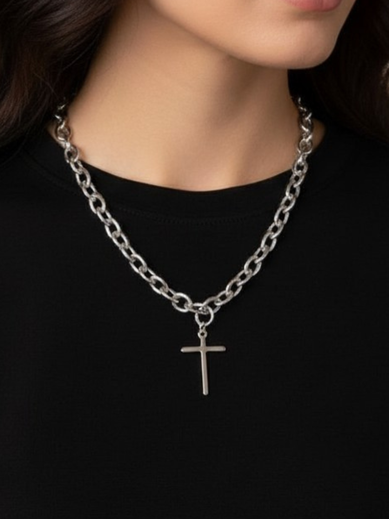 Chunky Cross Chain Necklace