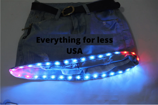 Led Light Blue Jean Mini Skirt