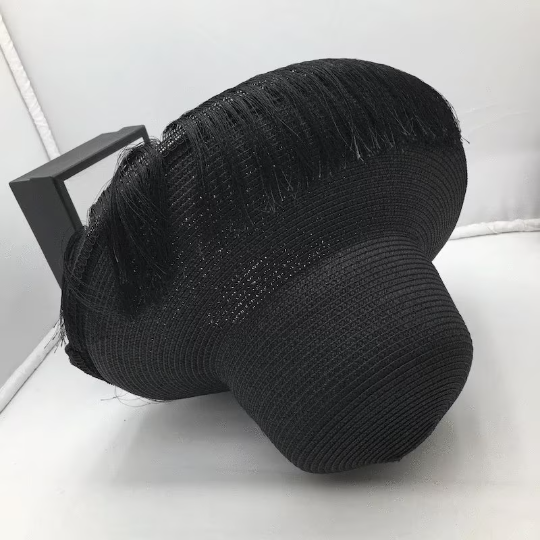 Large Brim Fringe Black Hat