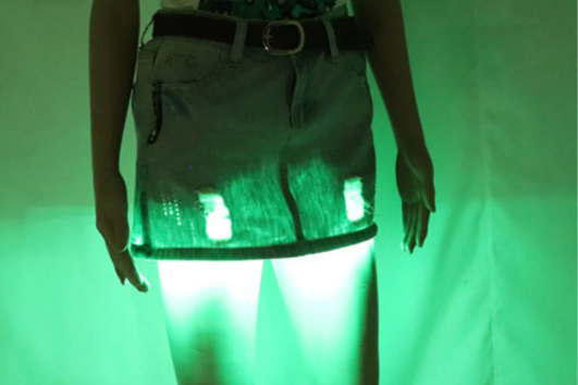 Led Light Blue Jean Mini Skirt