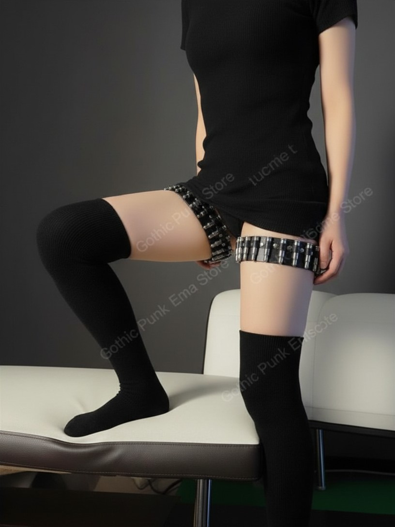 Punk Thigh High Bullet Garters