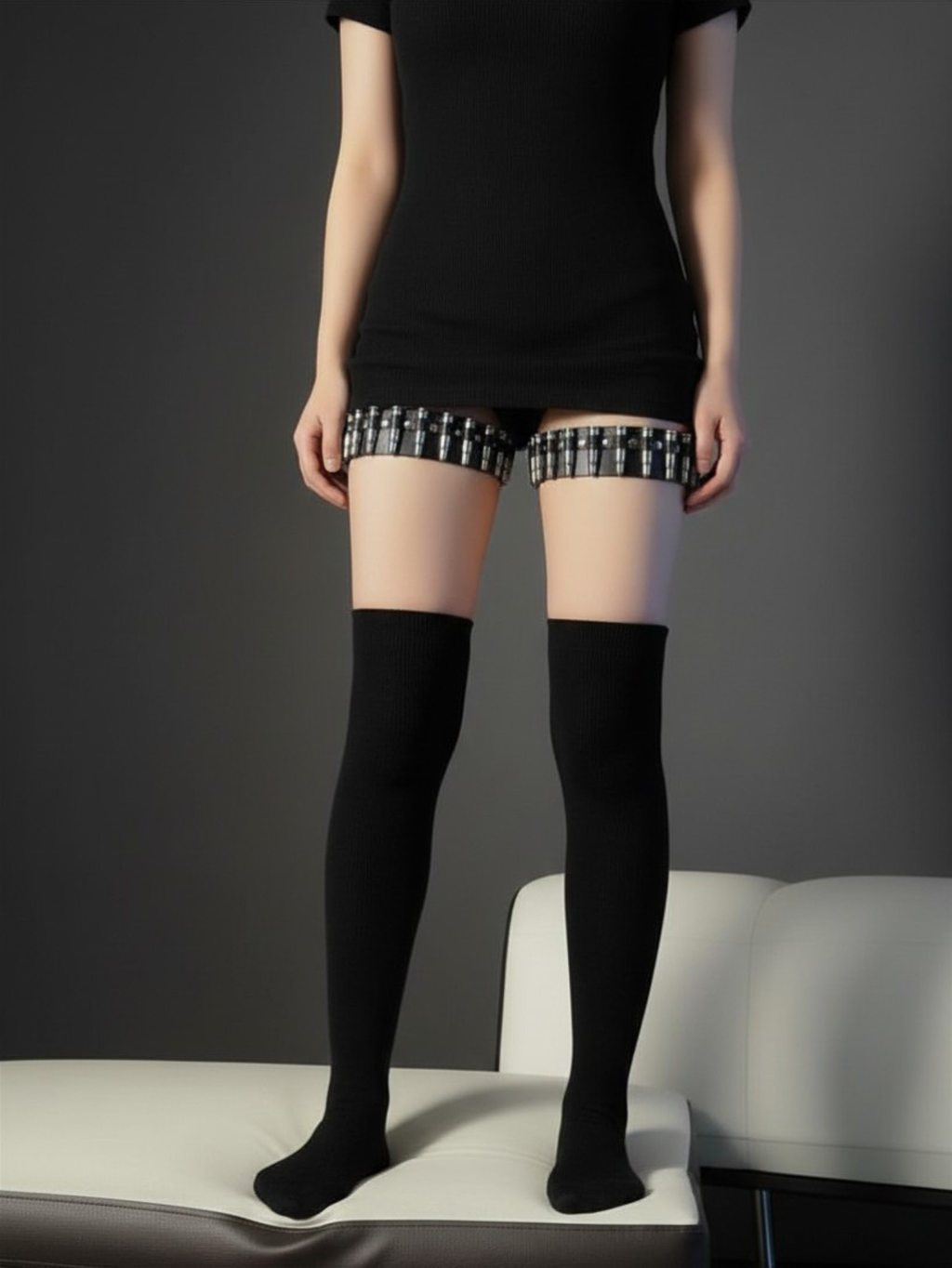 Punk Thigh High Bullet Garters