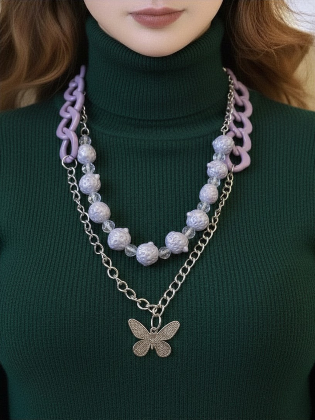 Purple Aesthetics Butterfly Necklace