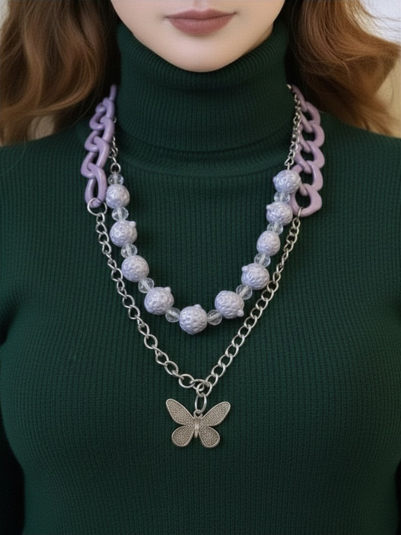Purple Aesthetics Butterfly Necklace