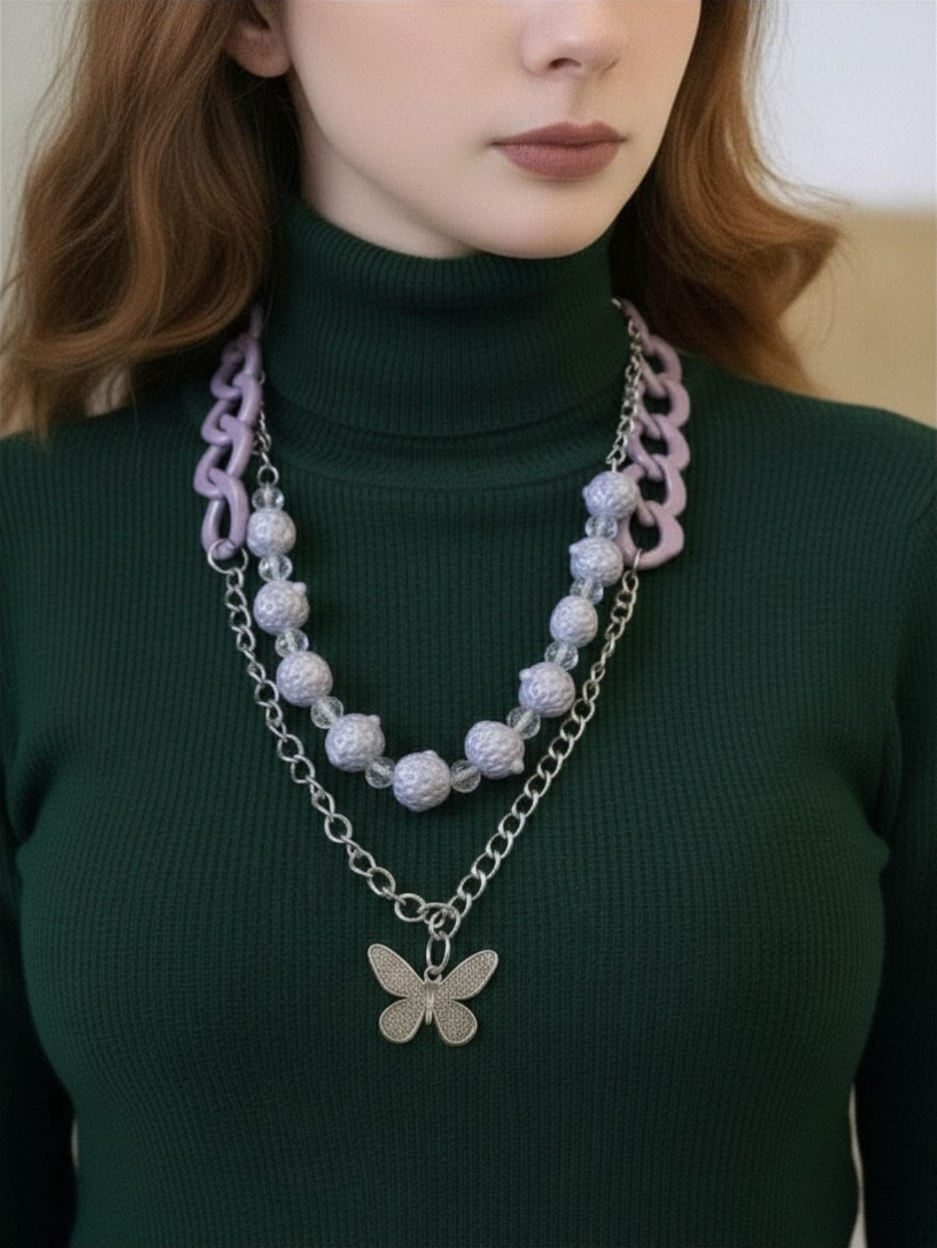 Purple Aesthetics Butterfly Necklace