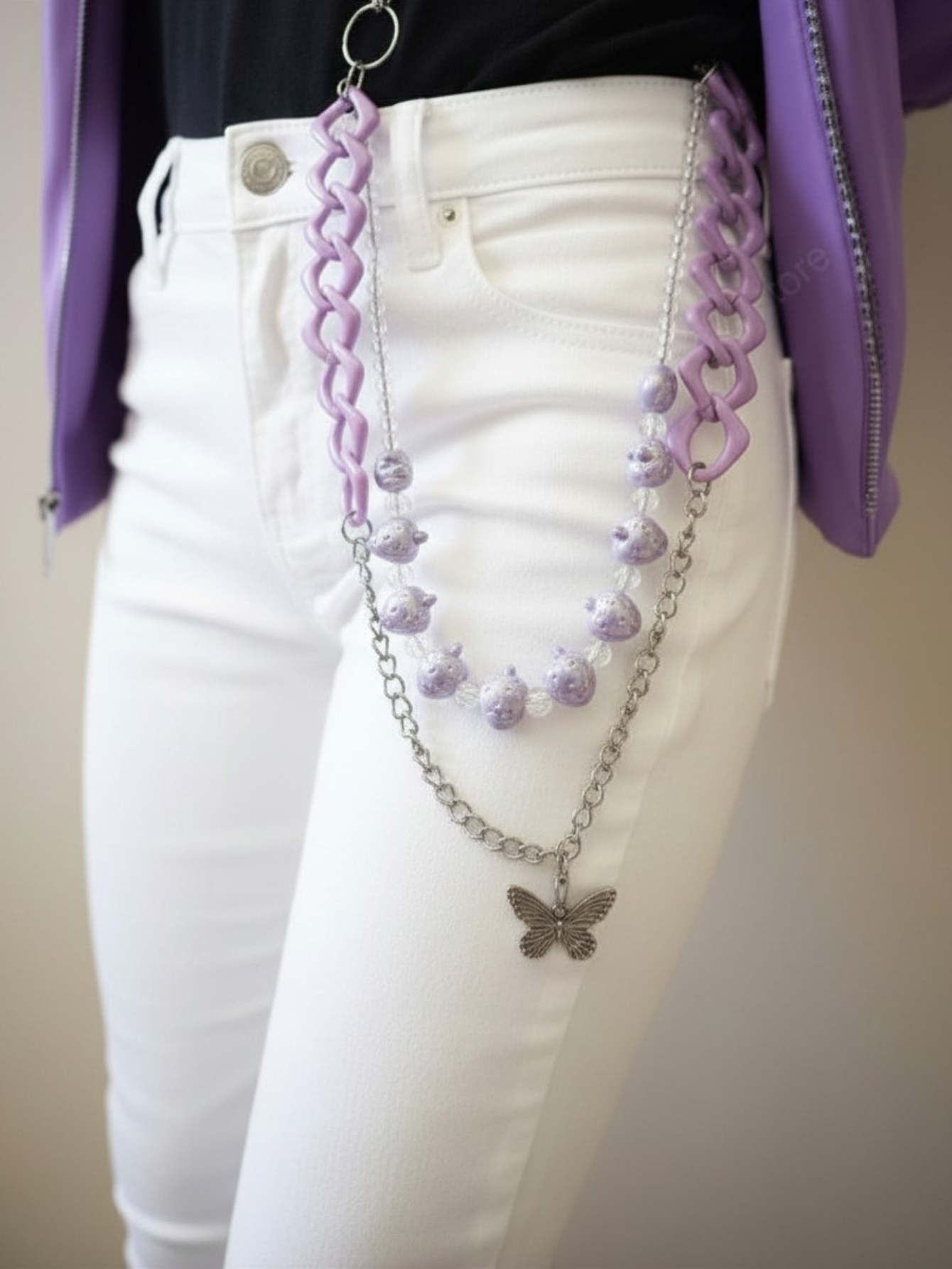 Purple Butterfly  Pants Chain