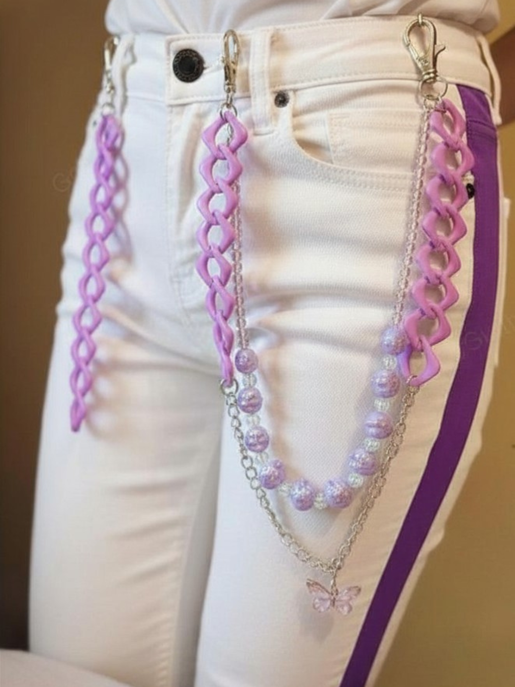 Purple Butterfly  Pants Chain