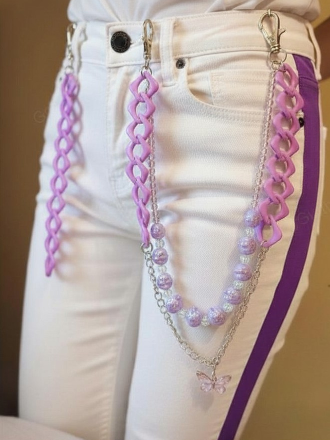 Purple Butterfly  Pants Chain