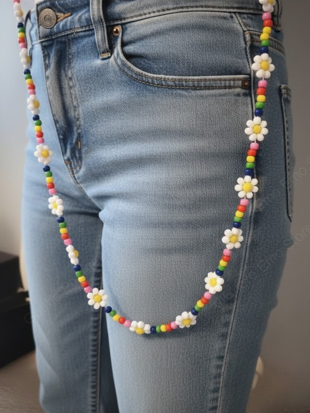 Daisy Beaded Rainbow Chain