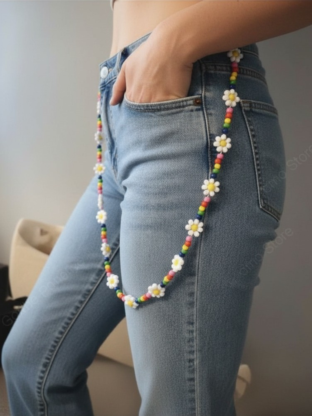 Daisy Beaded Rainbow Chain