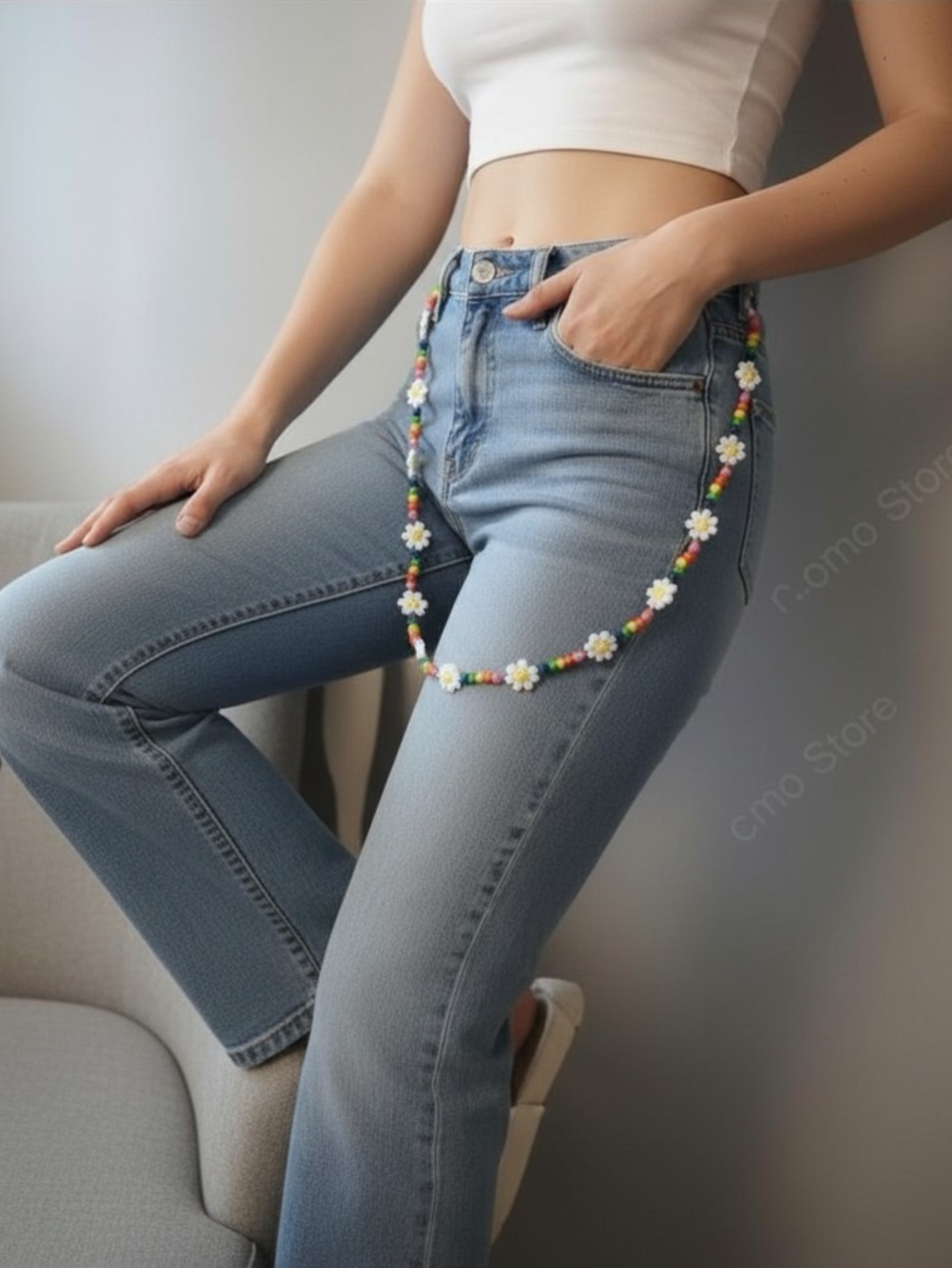 Daisy Beaded Rainbow Chain