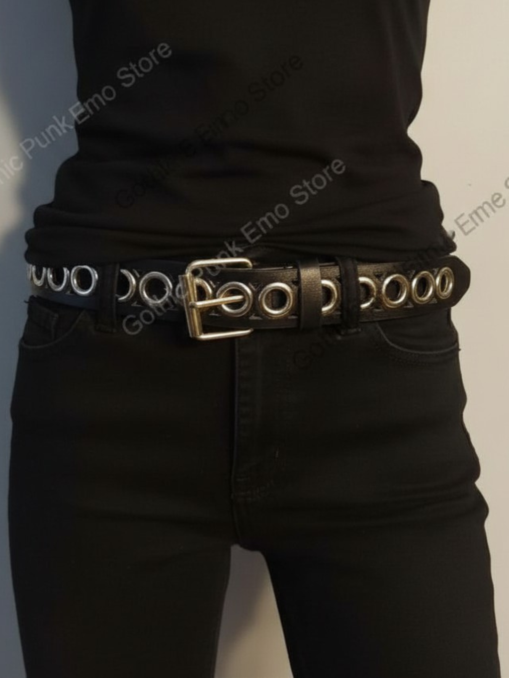 Grommet Black Long Belt