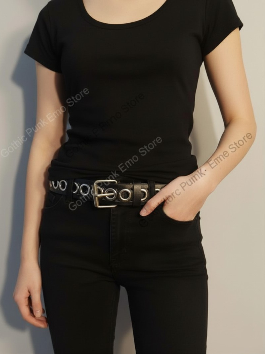 Grommet Black Long Belt