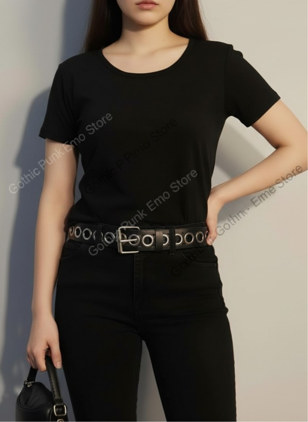 Grommet Black Long Belt