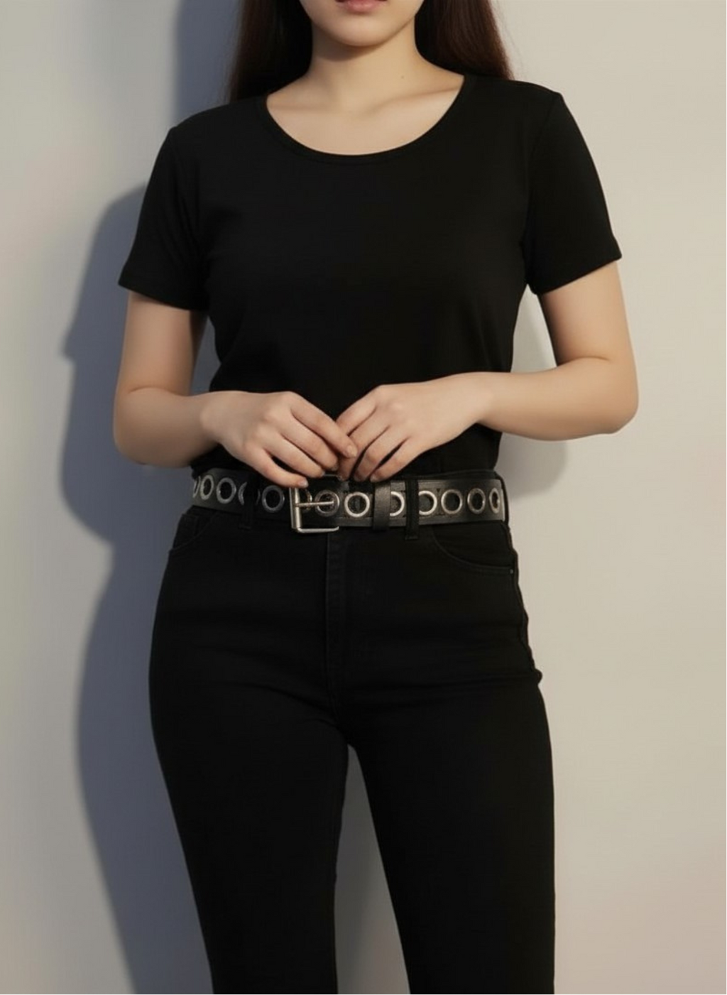 Grommet Black Long Belt