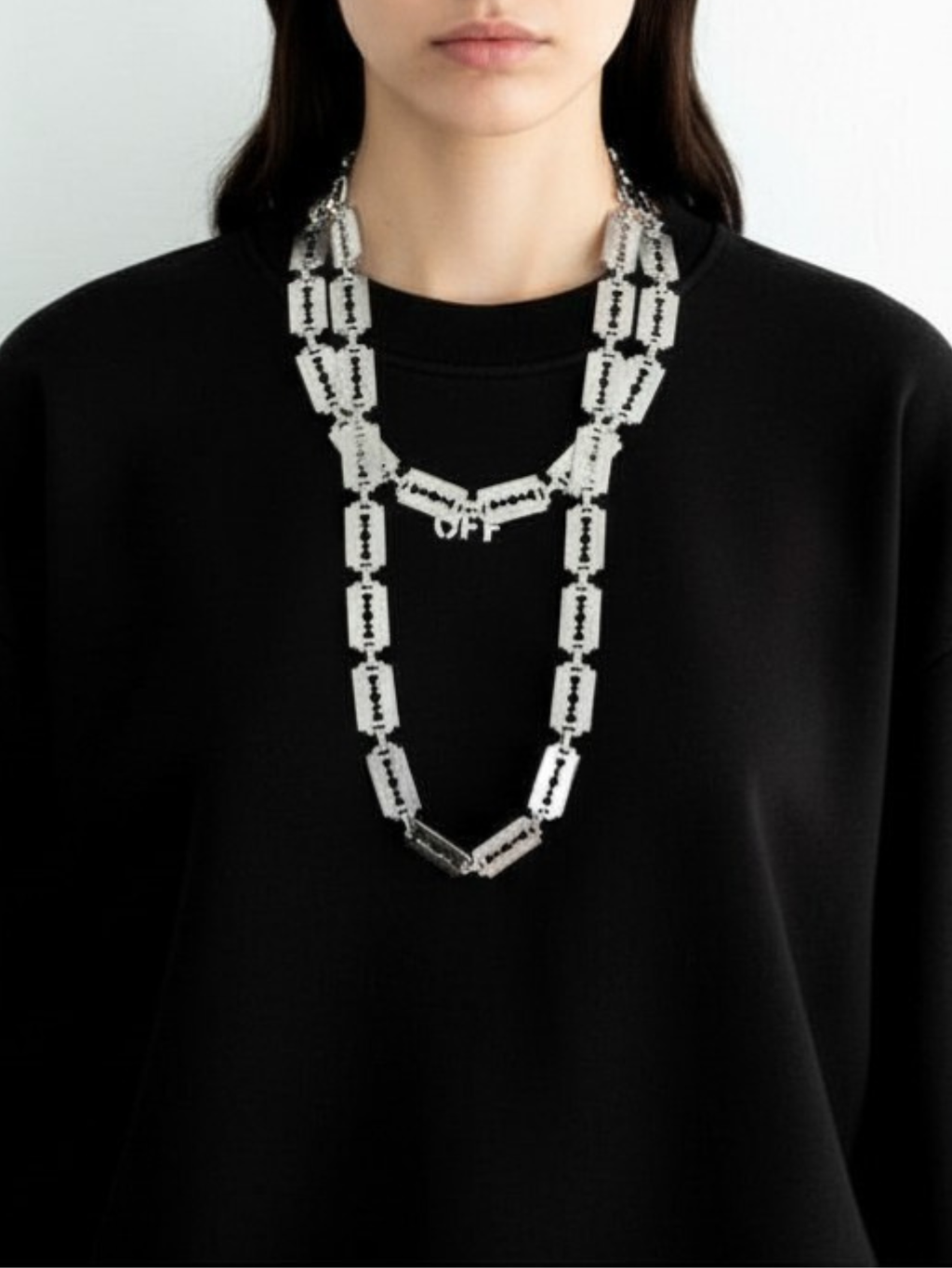Razor Blade Double Chain Necklace