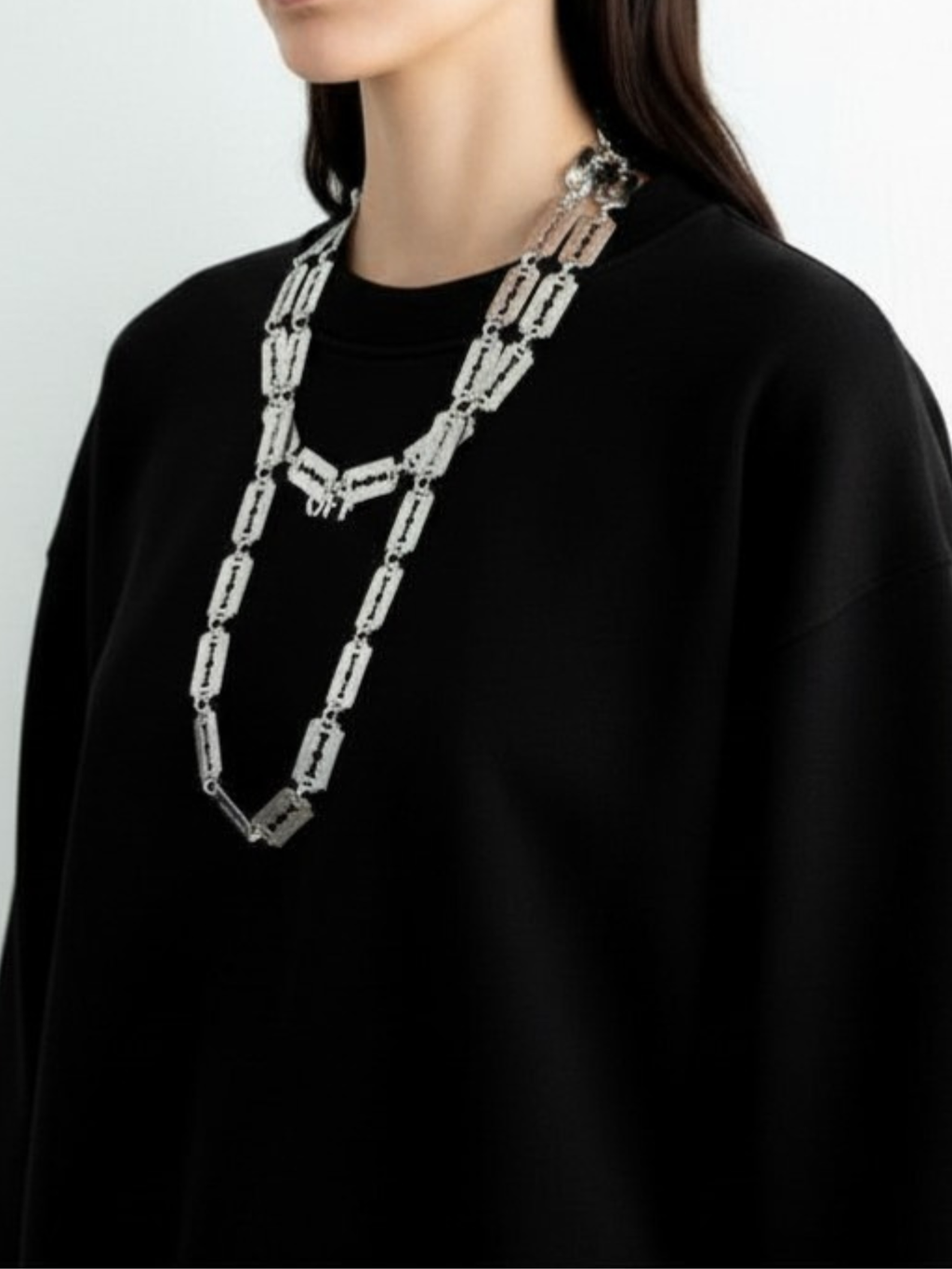 Razor Blade Double Chain Necklace