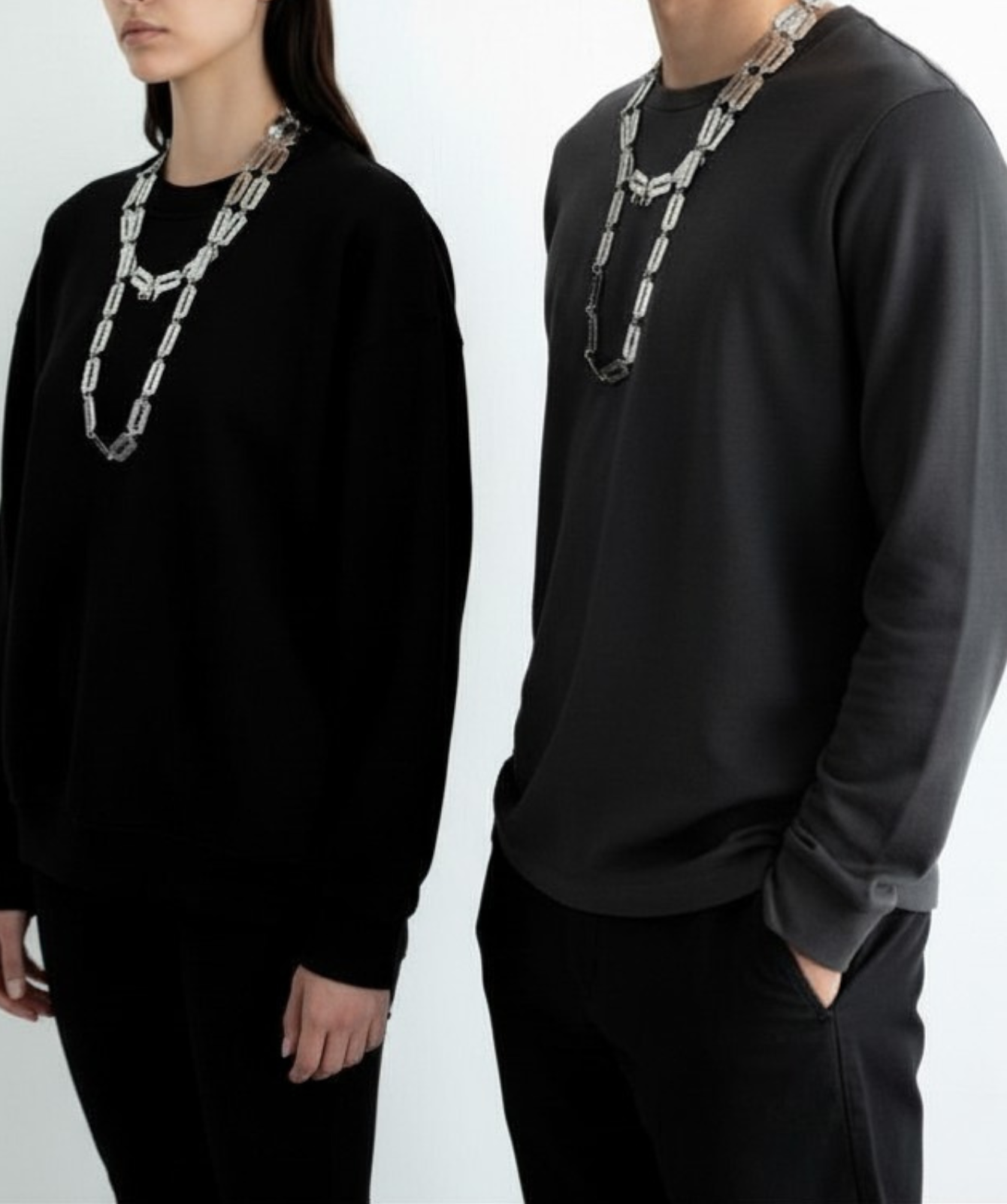 Razor Blade Double Chain Necklace
