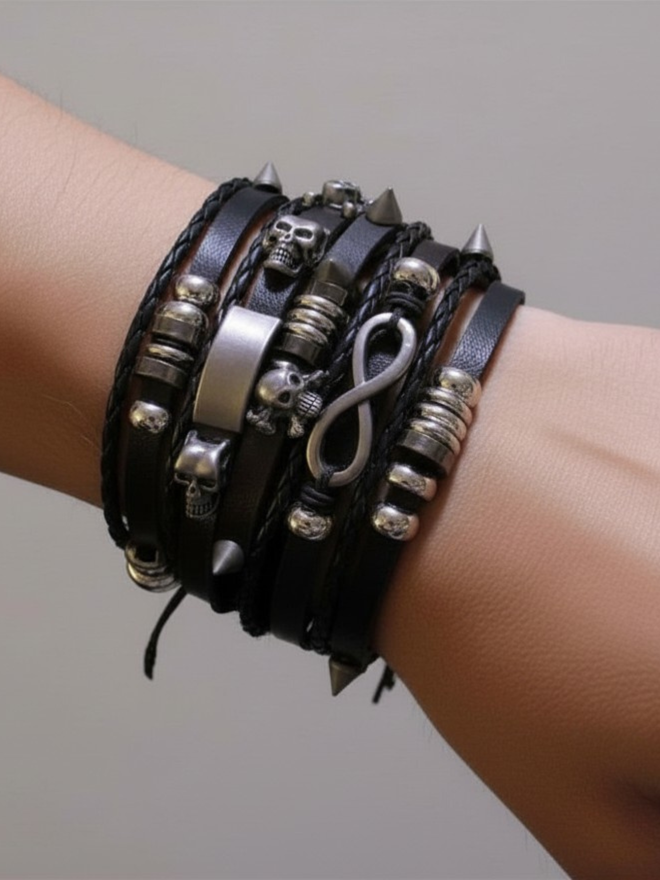 Spiked Punk Bracelet Set