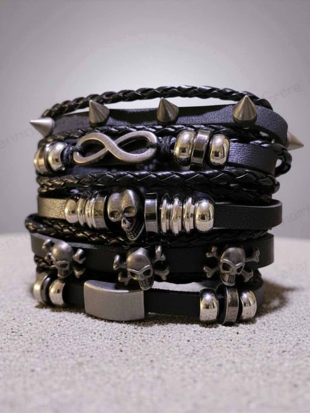 Spiked Punk Bracelet Set