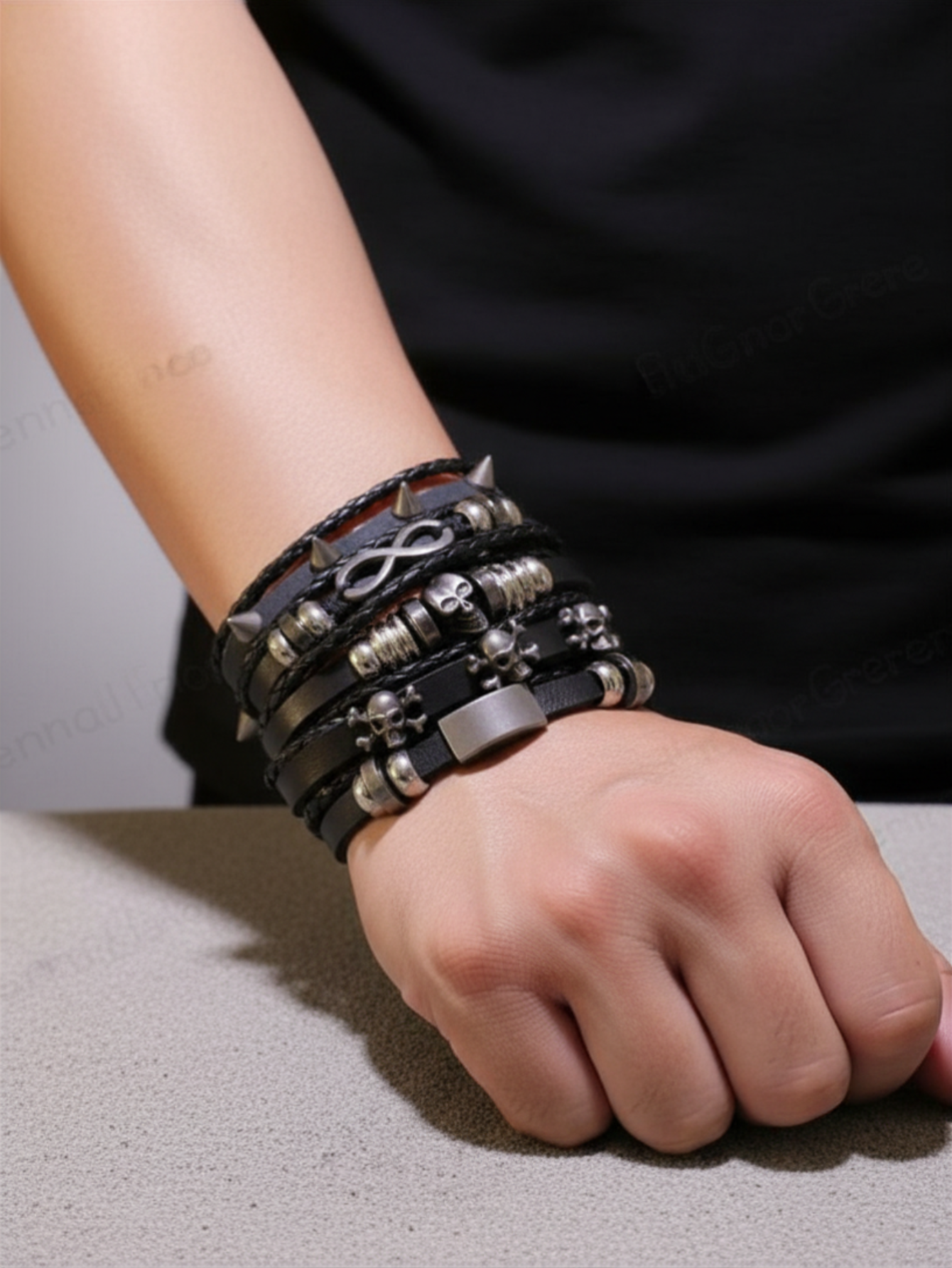 Spiked Punk Bracelet Set