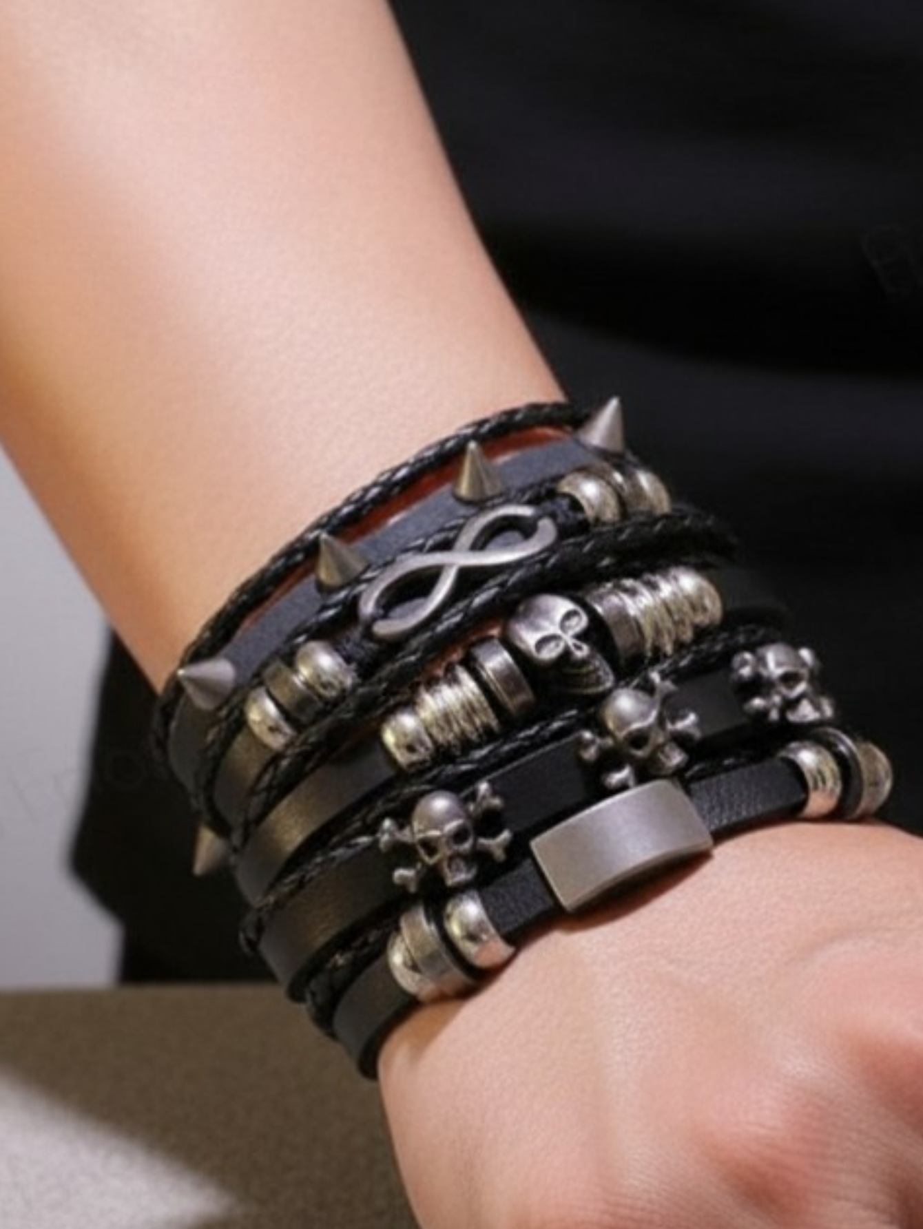 Spiked Punk Bracelet Set