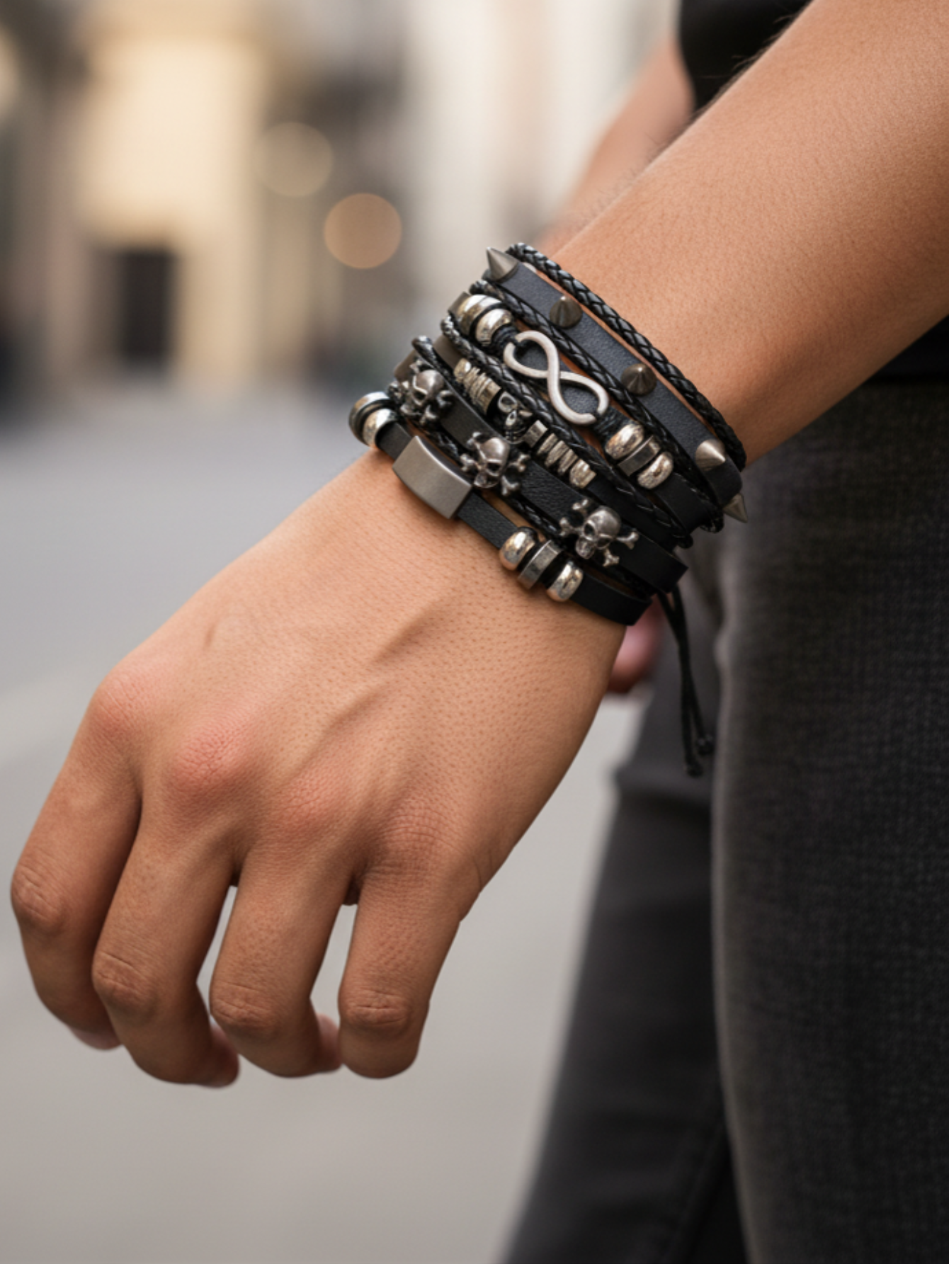 Spiked Punk Bracelet Set