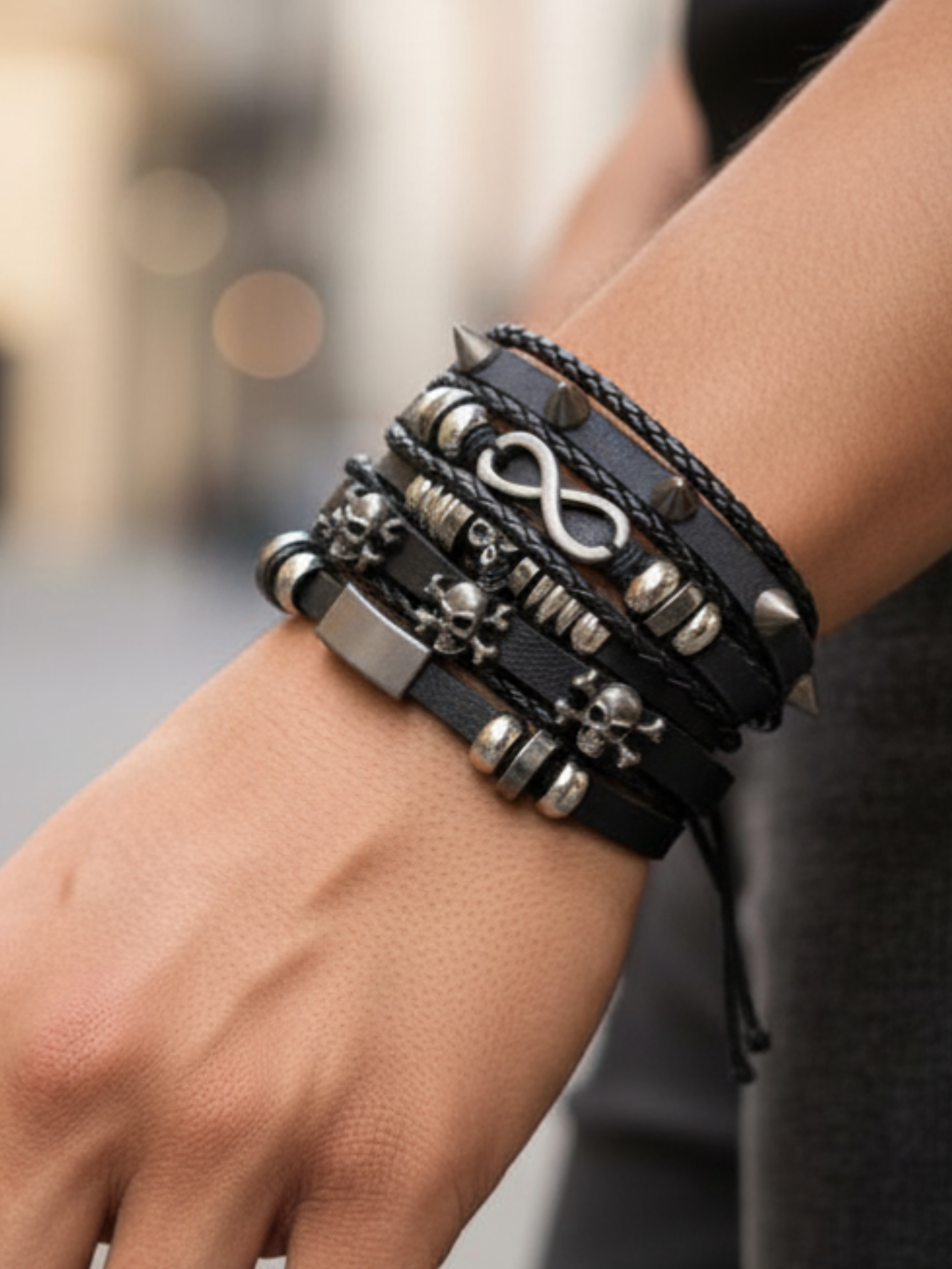 Spiked Punk Bracelet Set