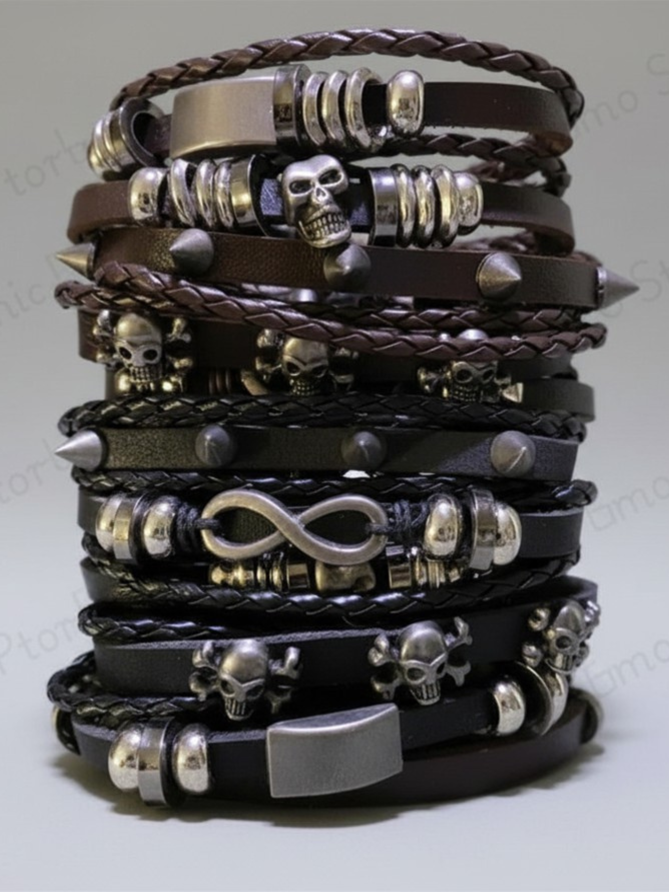 Spiked Punk Bracelet Set