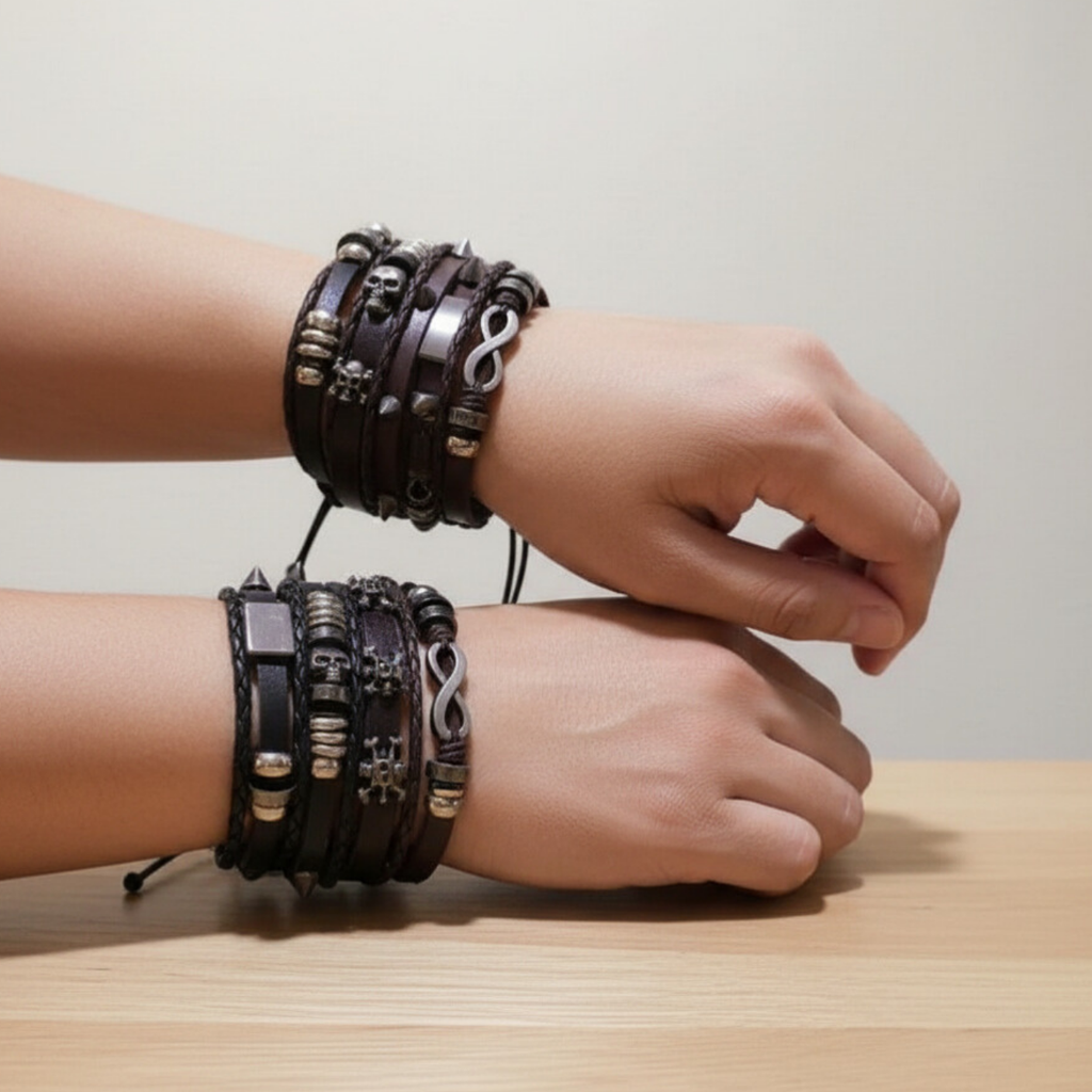 Spiked Punk Bracelet Set