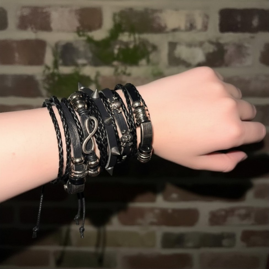 Spiked Punk Bracelet Set