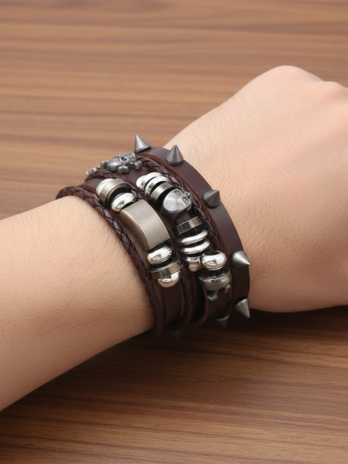 Spiked Punk Bracelet Set
