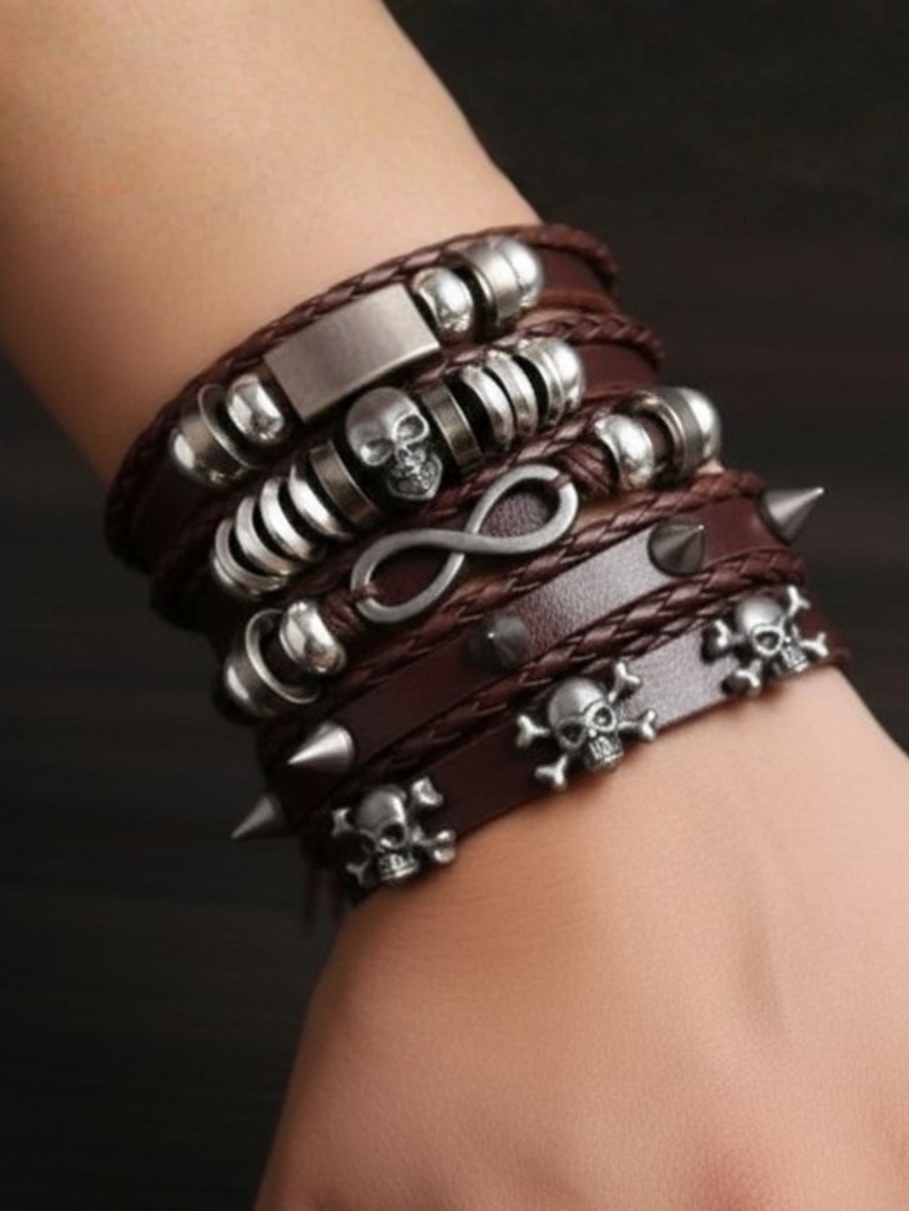 Spiked Punk Bracelet Set
