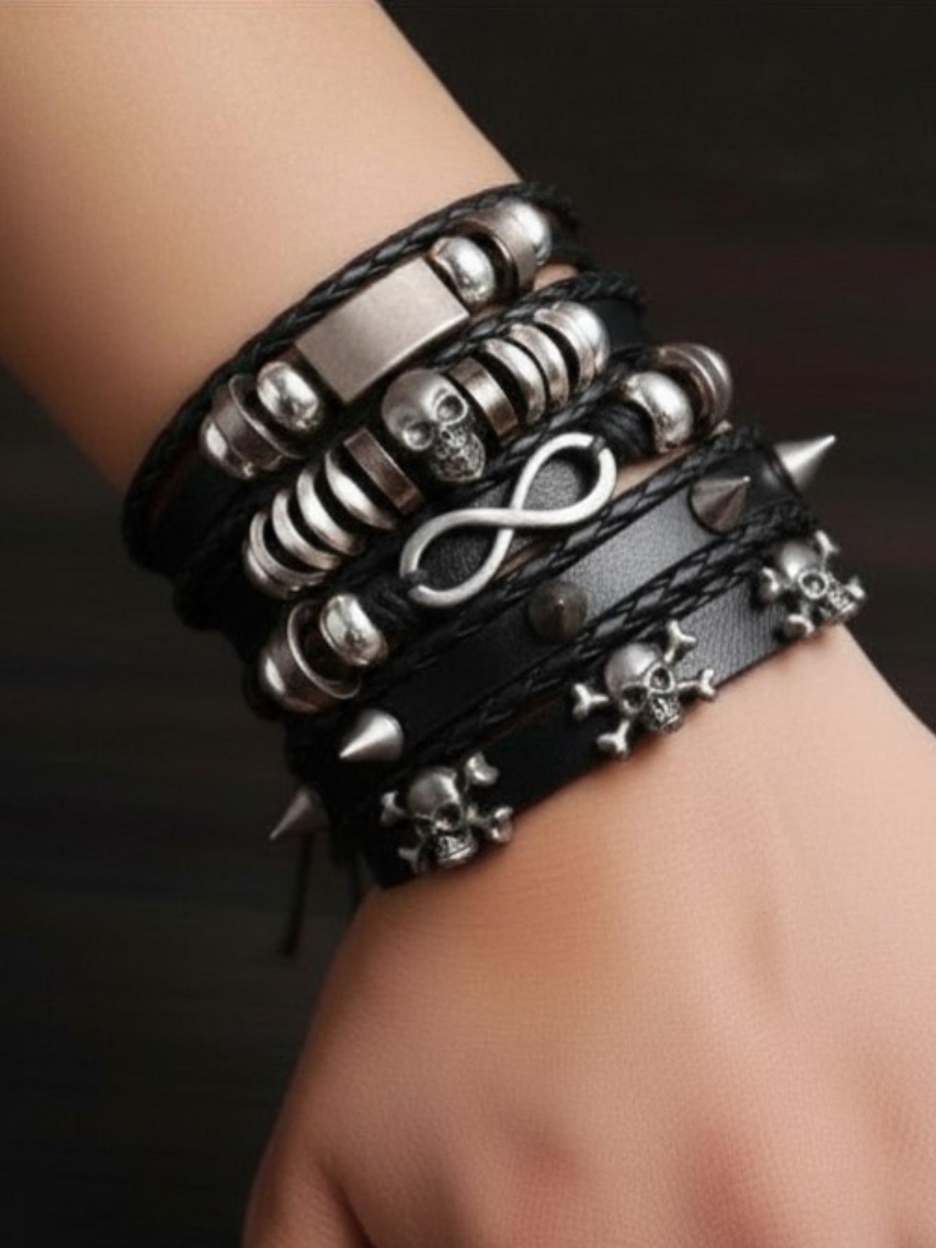 Spiked Punk Bracelet Set