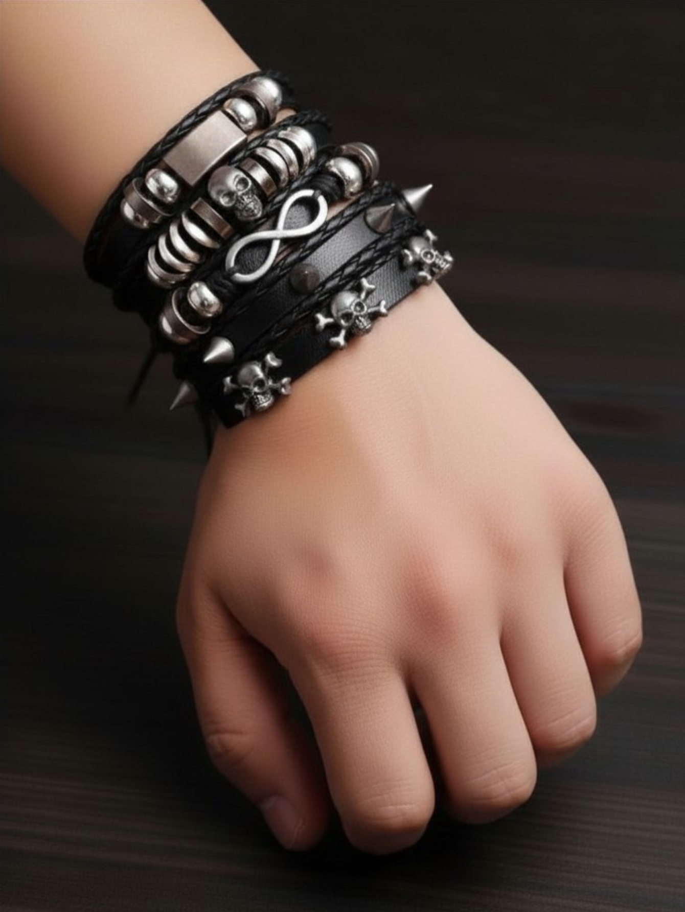 Spiked Punk Bracelet Set