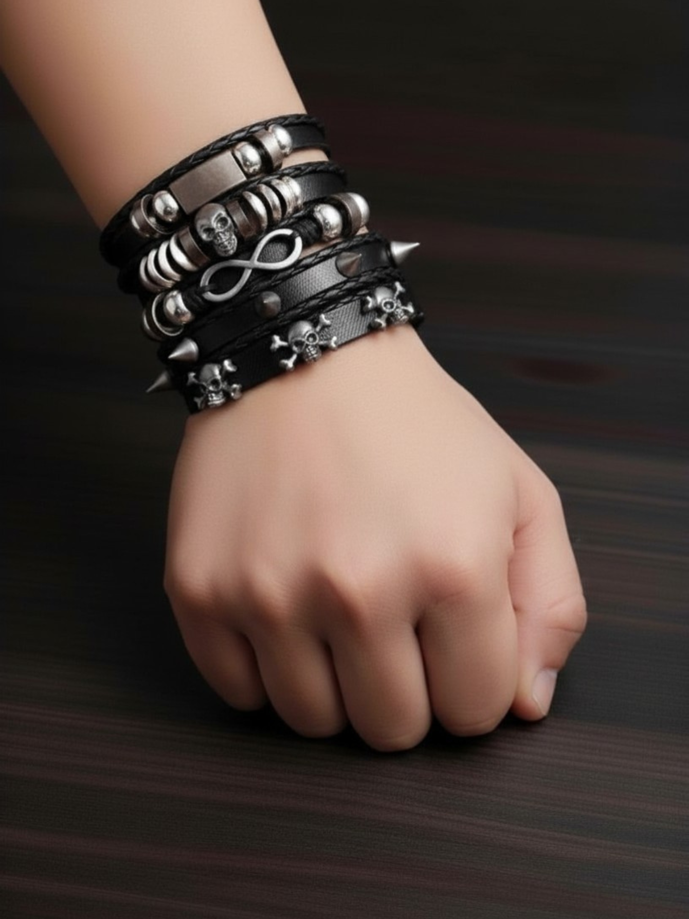 Spiked Punk Bracelet Set